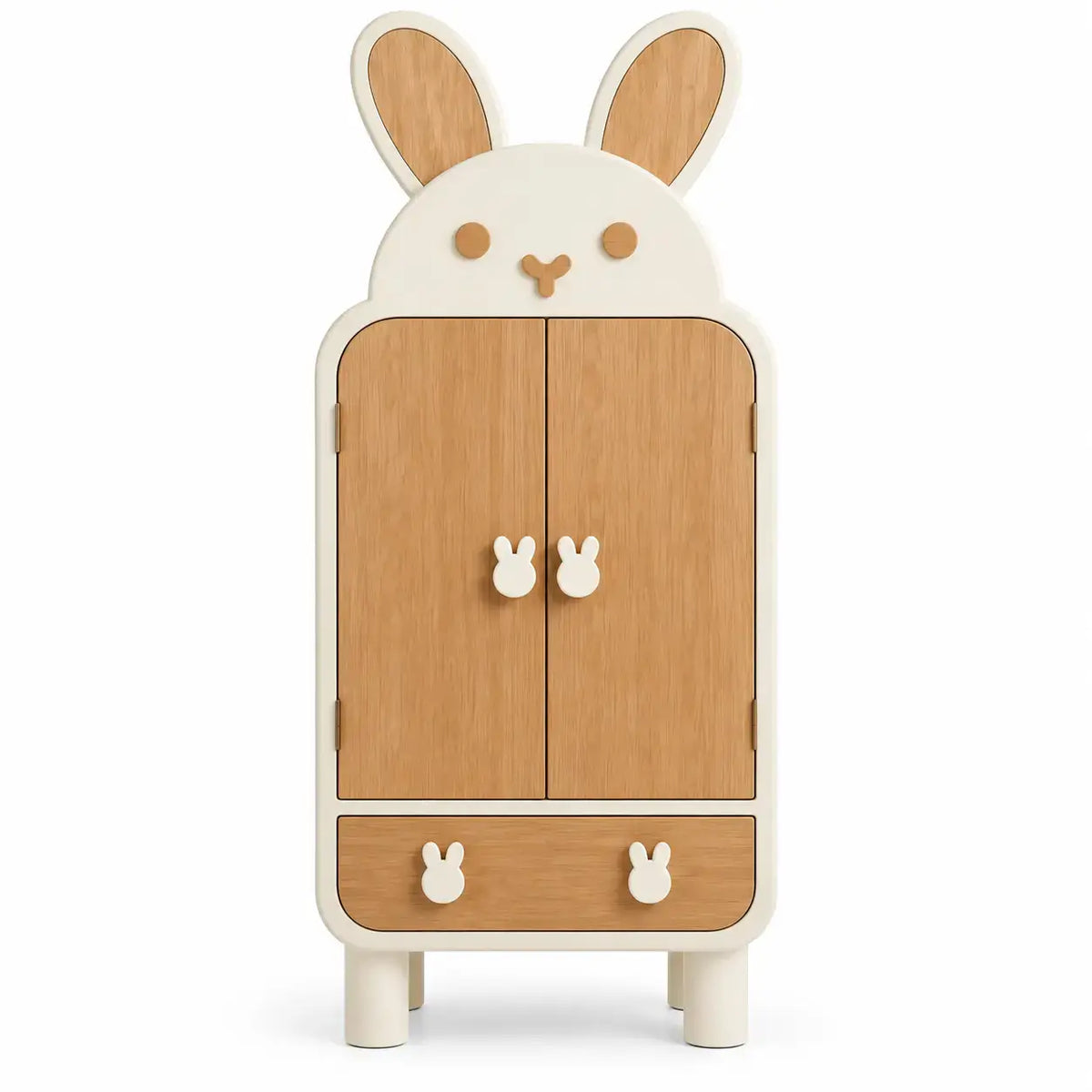 Credenza, profilo a coniglio e due ante, beige/marrone