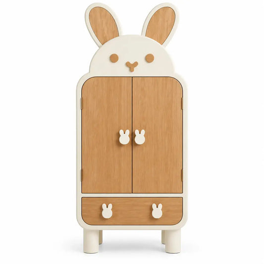 Credenza, profilo a coniglio e due ante, beige/marrone